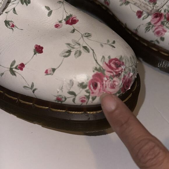 Dr.Martens 1460 Rare Portland Rose White Floral Boots - Picture 4 of 9